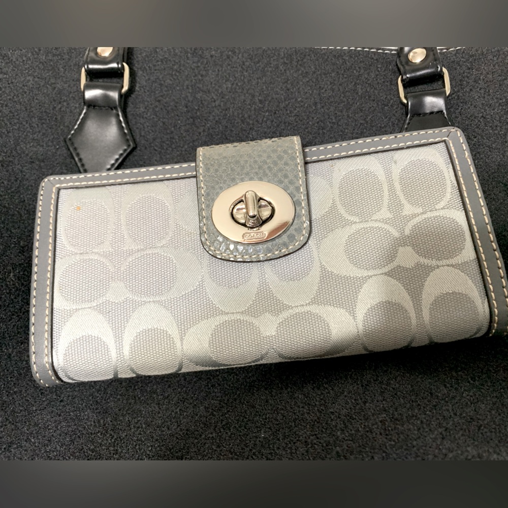 Coach Gray and white bifold wallet